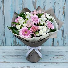 Букет цветов из:  Герберы, Альстромерии и Хризантемы в Фазанном