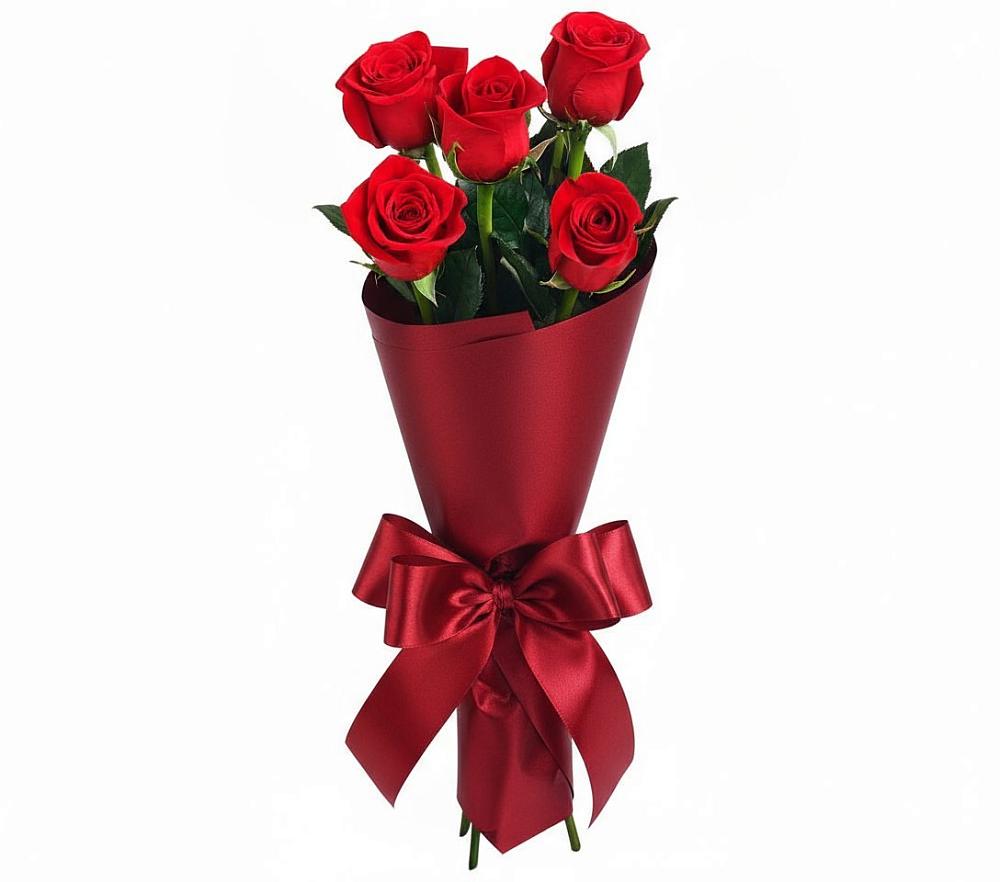 Букет 5 Красных роз Эдлесс Лав в Фазанном
