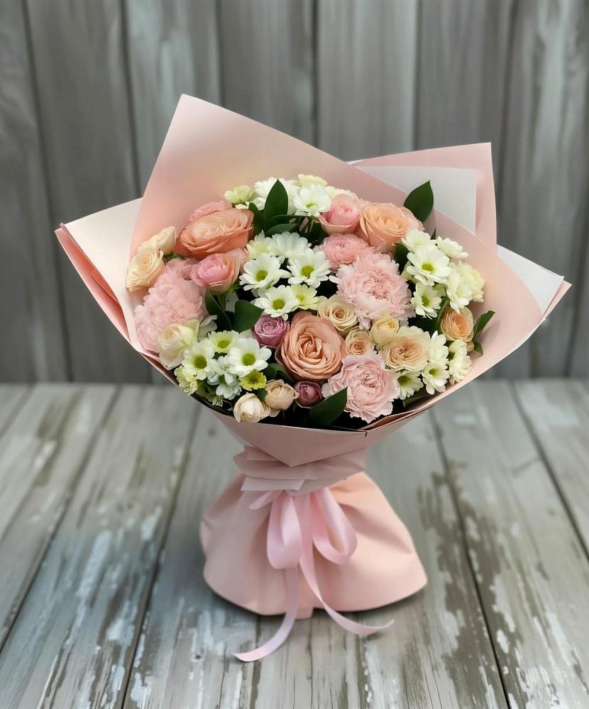 Букет цветов из: Гвоздики, Розы и Хризантемы в Фазанном