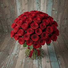 Букет 55 Красных роз Фридом #REPLACE_PRED# Фазанном