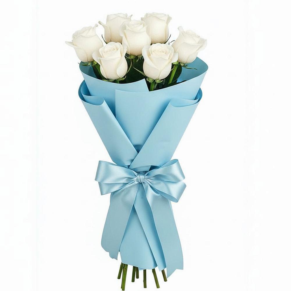 Букет 7 белых роз Проуд в Фазанном