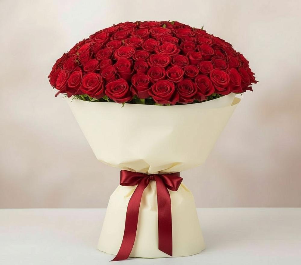 Букет 101 Красная роза Милано в Фазанном