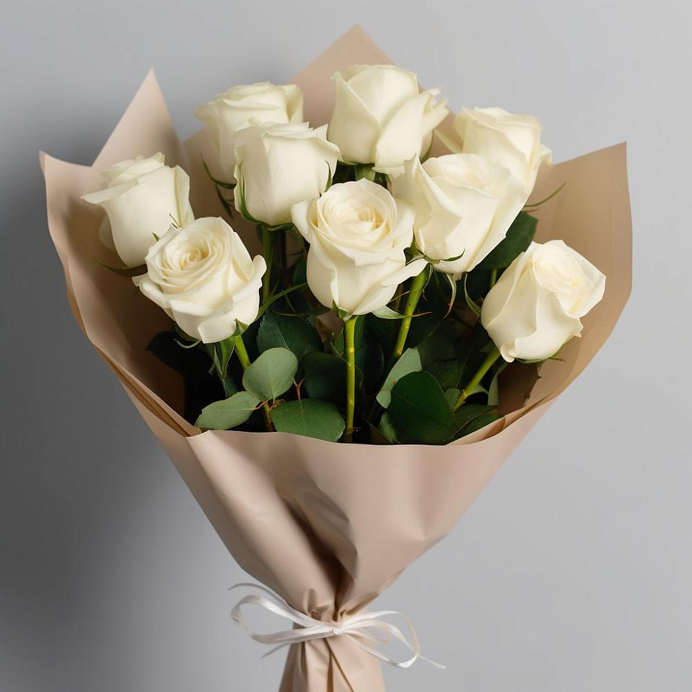 Букет 9 Белых роз Эдлесс Лав в Фазанном