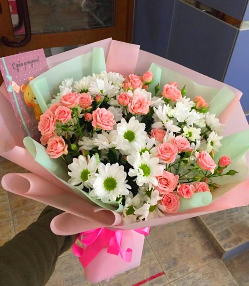 Букет цветов из: Розы и Хризантемы в Фазанном