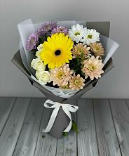 Букет цветов из:  Розы, Герберы и Хризантемы в Фазанном