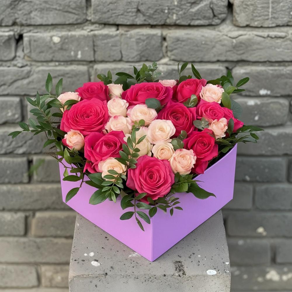 Цветочная композиция из Розы в коробке в Фазанном