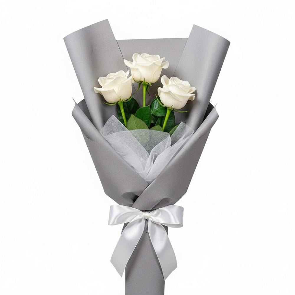 Букет 3 белые розы в Фазанном