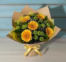 Букет цветов из:  Герберы и Хризантемы в Фазанном