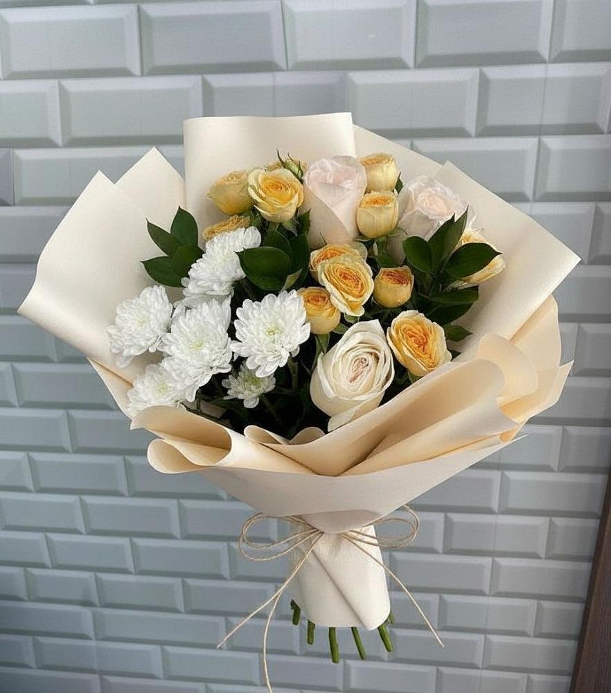 Букет цветов из: Розы и Хризантемы в Фазанном