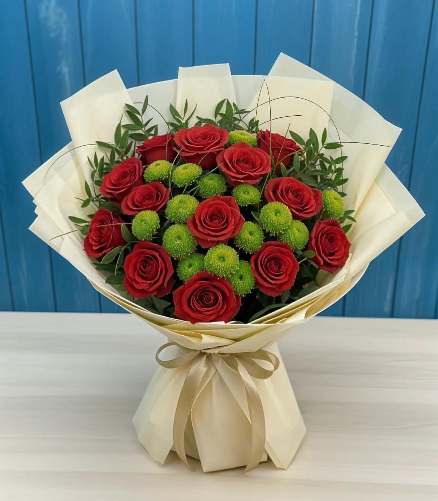 Букет цветов из: Розы и Хризантемы в Фазанном